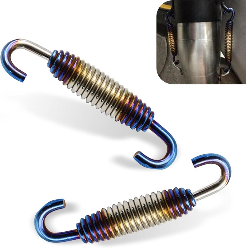 waswale 2 PCS Motorcycle Exhaust Muffler Spring, 40 mm-60 mm Extended Range Stainless Steel Exhaust Reinforced Spring Hook, Retrofit Parts, for Riding Motorcycles, Scooters, ATVs (Half Blue) - Image 1